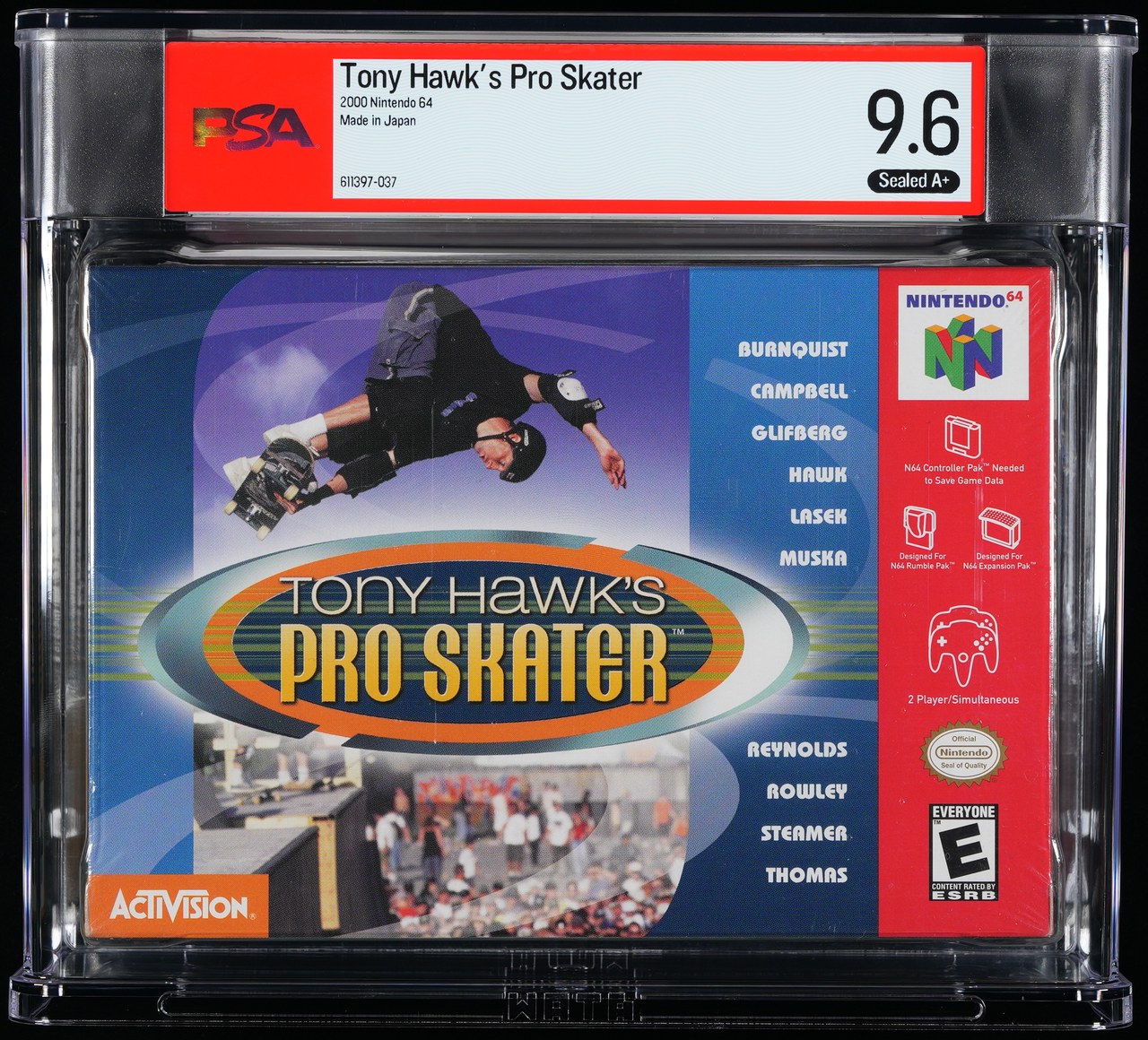 Tony Hawk's Pro Skater Nintendo 64: PSA Pop Report + Loose / CIB / Sealed Prices