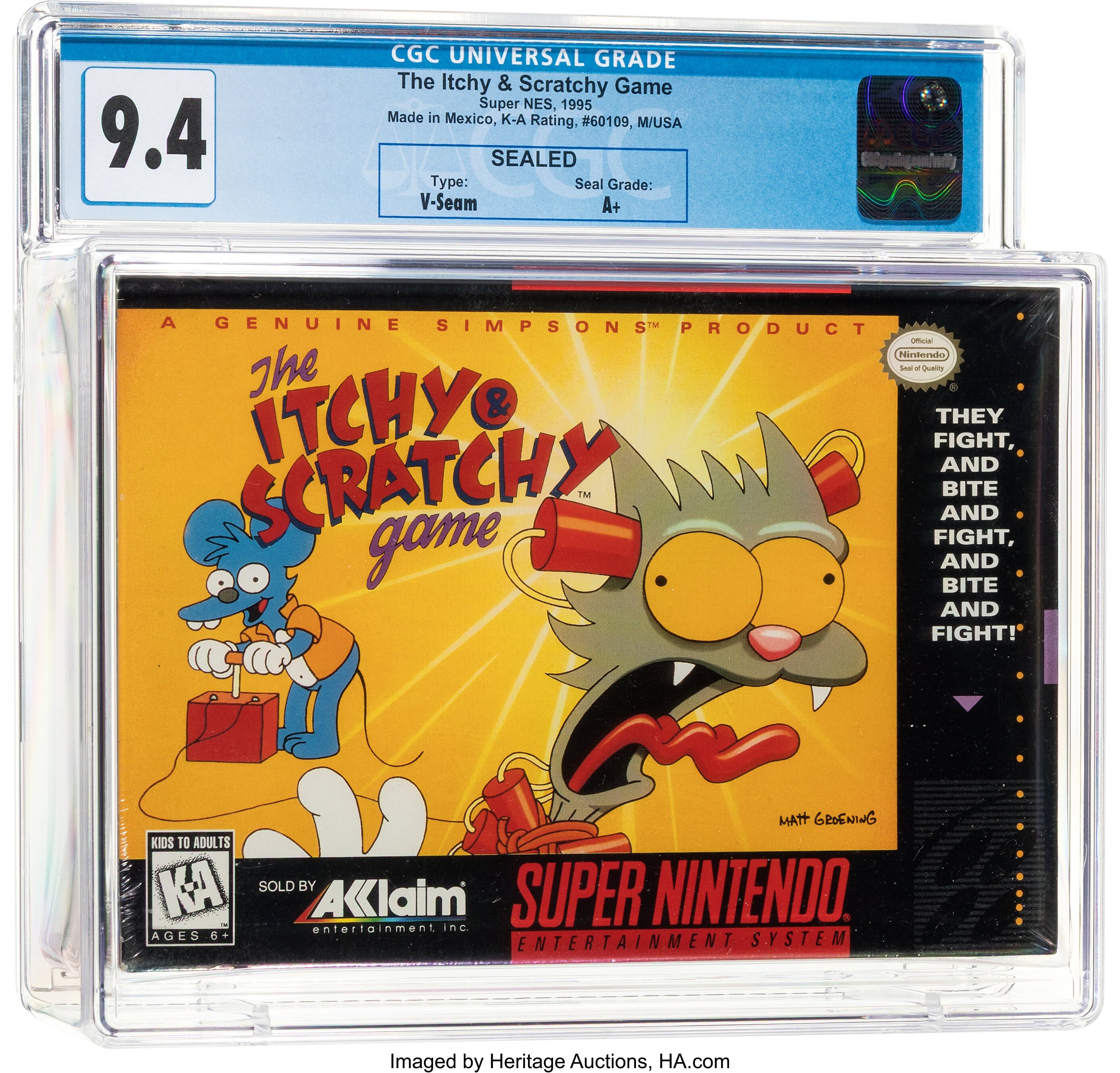 The Itchy & Scratchy Game Super Nintendo (SNES): PSA Pop Report + Loose / CIB / Sealed Prices 2026